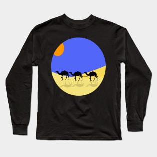 camels on  the desert Long Sleeve T-Shirt